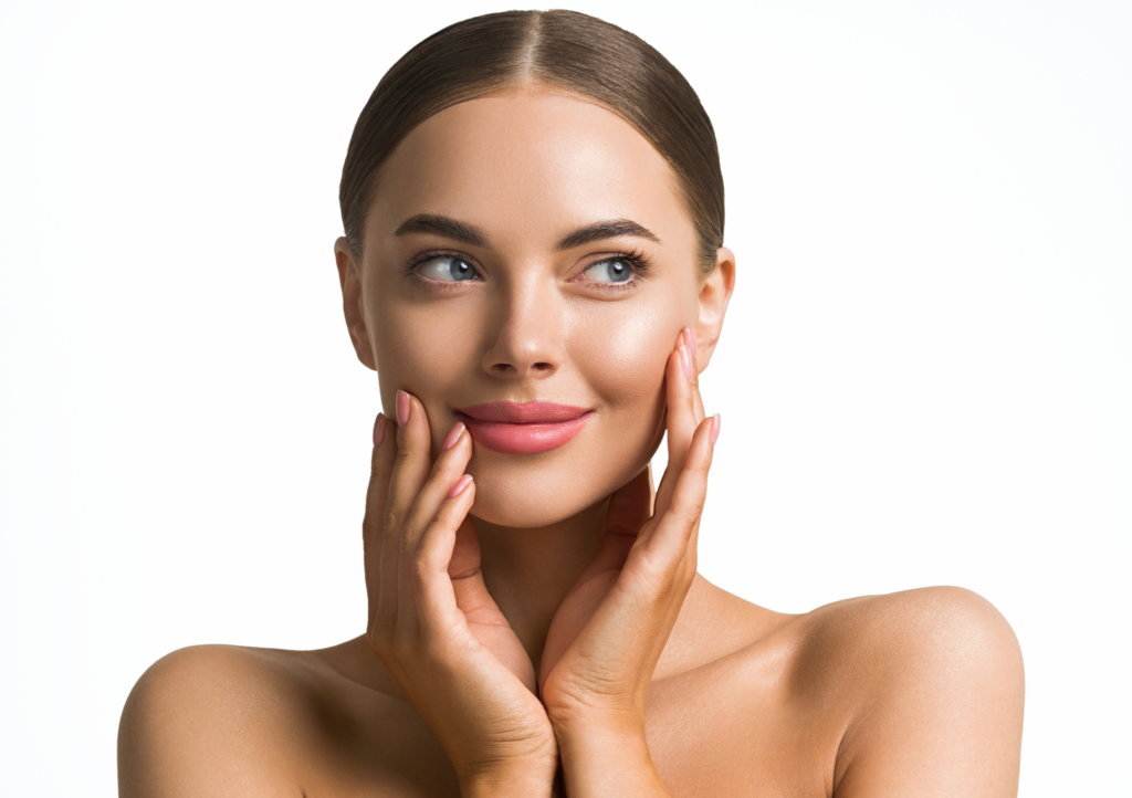 woman with glowing facial skin