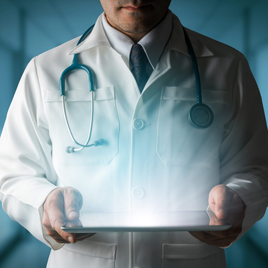Medical,Healthcare,Concept,-,Doctor,In,Hospital,Looking,At,Tablet